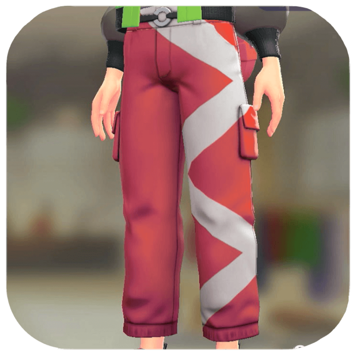 Pokemon ZA - Asymmetrical Cargo Pants Zigzag Red