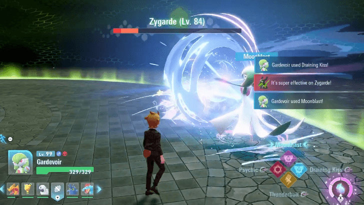 Gardevoir using Moonblast on Zygarde