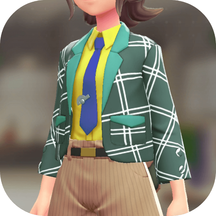 Pokemon Z-A - Blazer and Shirt Set Green Windowpane | Lemon Yellow F