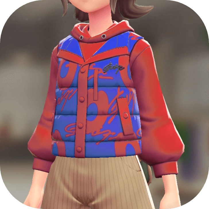 Pokemon Z-A - Puffer Vest and Hoodie Set Blue Kiss | Vivid Red F