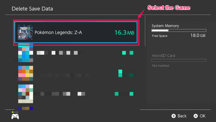 4 Clear Save Data Select the Game