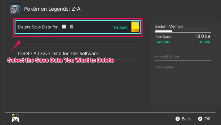 5 Clear Save Data Select the Save Data