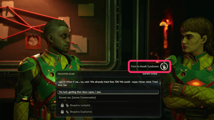 Outer Worlds 2 Foot in Mouth Syndrome