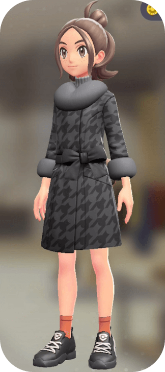 Pokemon Z-A - Fur Coat and Turtleneck Set Black Houndstooth | Light Gray F