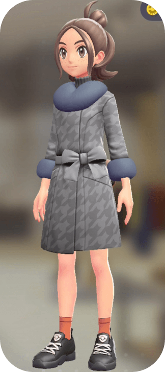 Pokemon Z-A - Fur Coat and Turtleneck Set Gray Houndstooth | Gray F