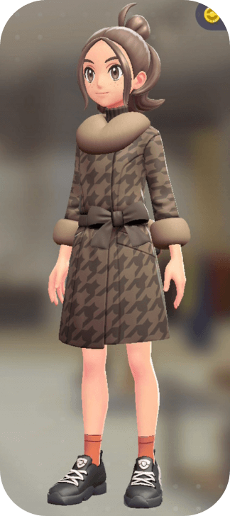 Pokemon Z-A - Fur Coat and Turtleneck Set Brown Houndstooth | Dark Brown F