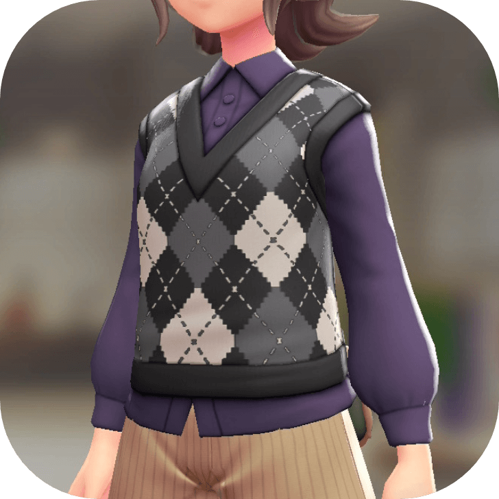 Pokemon Z-A - Sweater Vest and Blouse Set Argyle Black | Purple F
