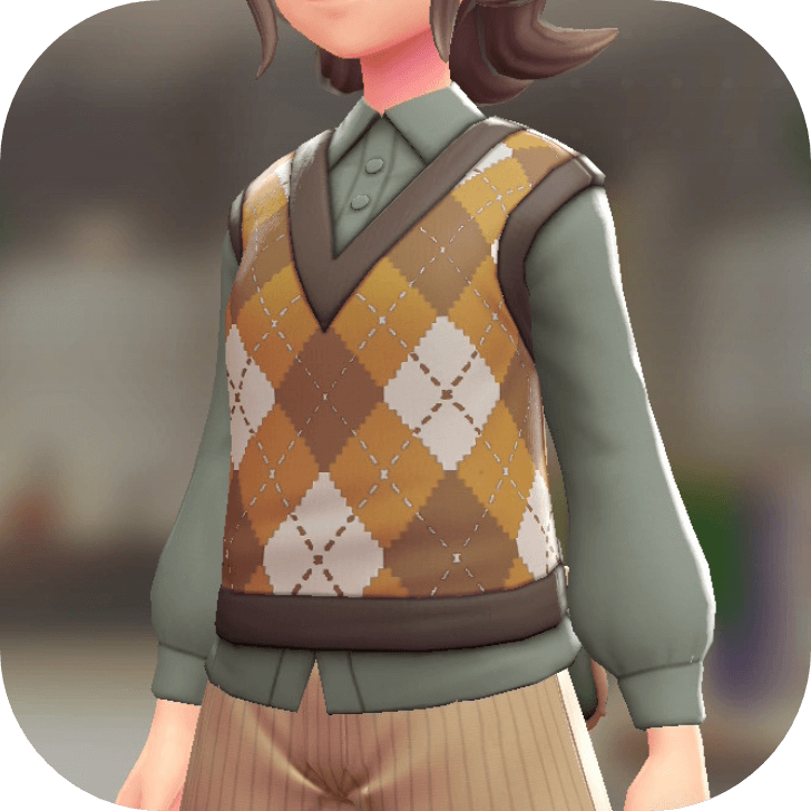 Pokemon Z-A - Sweater Vest and Blouse Set Argyle Yellow | Moss Gray F
