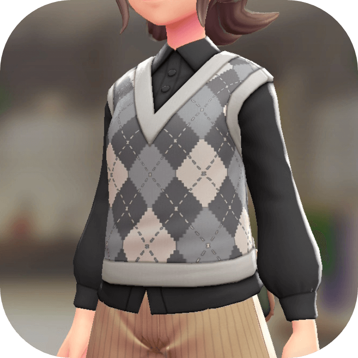 Pokemon Z-A - Sweater Vest and Blouse Set Argyle White | Black F