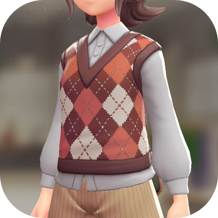 Pokemon Z-A - Sweater Vest and Blouse Set Argyle Red | White F
