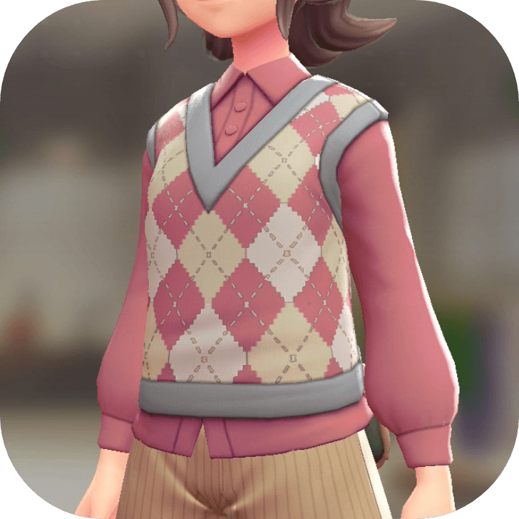 Pokemon Z-A - Sweater Vest and Blouse Set Argyle Pink | Pink F