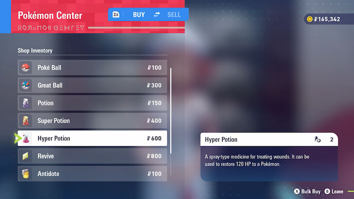 Pokemon Center Shop Inventory