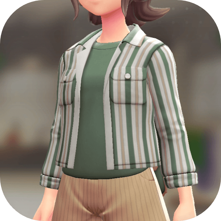 Pokemon Z-A - Shacket and T-Shirt Set Green Stripes | Olive F