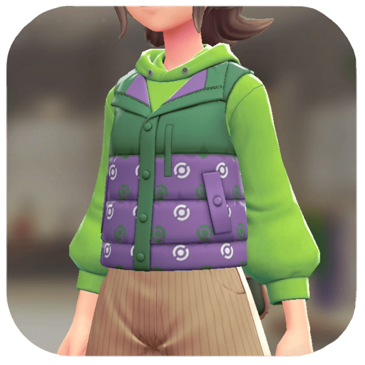 Pokemon Z-A - Puffer Vest and Hoodie Set Purple Poke Ball | Lime F