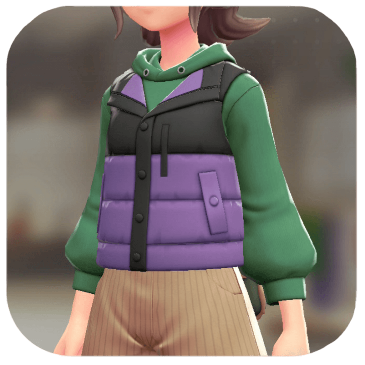 Pokemon Z-A - Puffer Vest and Hoodie Set Two-Tone Purple | Green F