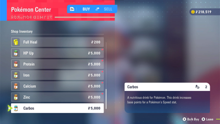 Vitamins in Pokemon Center