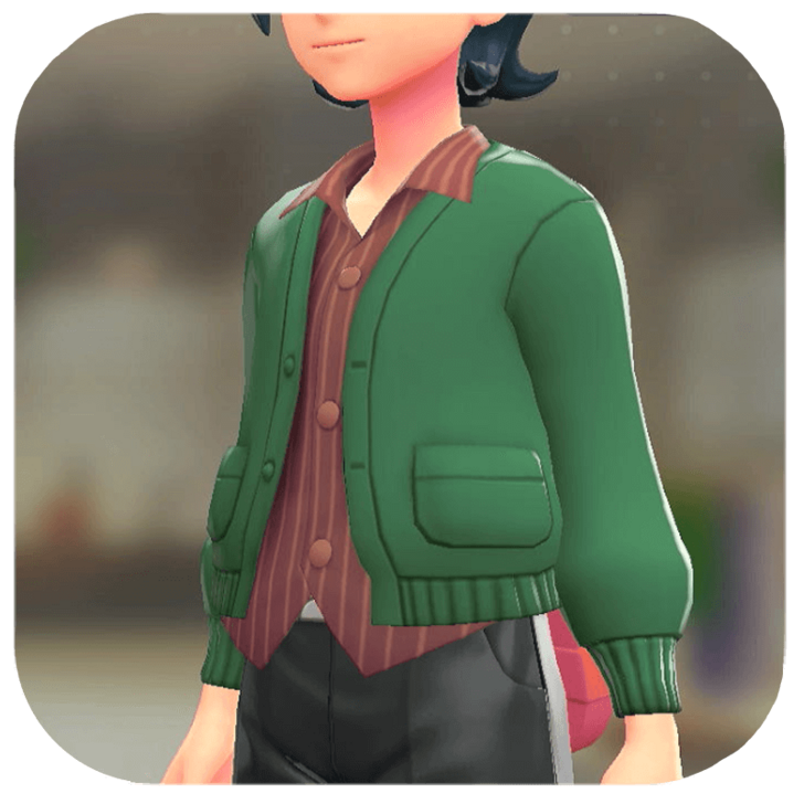 Pokemon Z-A - Cardigan and Shirt Set Green | Brown Stripes M