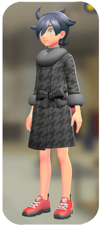 Pokemon Z-A - Fur Coat and Turtleneck Set Black Houndstooth | Light Gray M