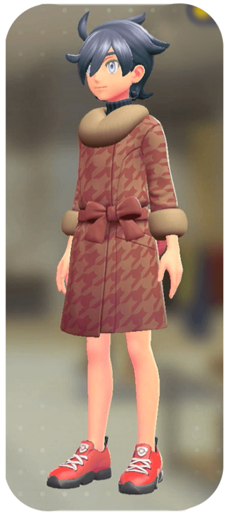 Pokemon Z-A - Fur Coat and Turtleneck Set Maroon Houndstooth | Navy M