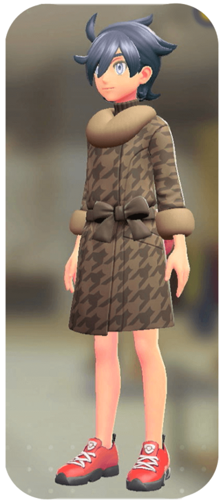 Pokemon Z-A - Fur Coat and Turtleneck Set Brown Houndstooth | Dark Brown M