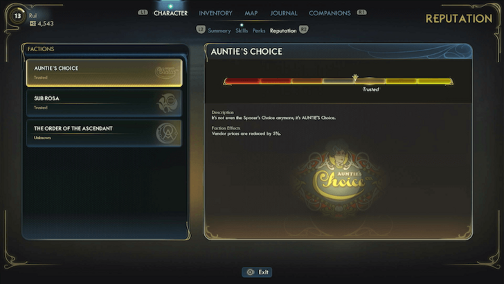 Outer Worlds 2 Faction Reputation