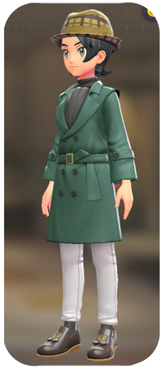 Pokemon Z-A - Trench Coat and Pants Set Green | Gray / White M