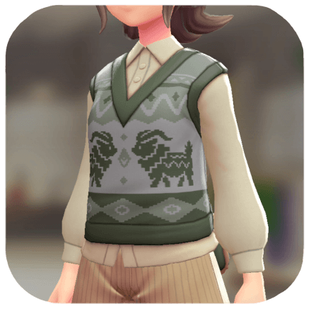 Pokemon Z-A - Sweater Vest and Blouse Set Gogoat Green | Ivory F