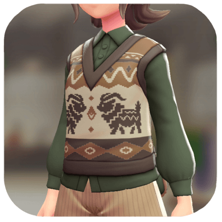 Pokemon Z-A - Sweater Vest and Blouse Set Gogoat Brown | Moss Green F