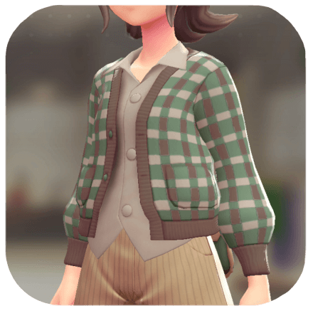 Pokemon Z-A - Cardigan and Shirt Set Checkered Green | Beige F
