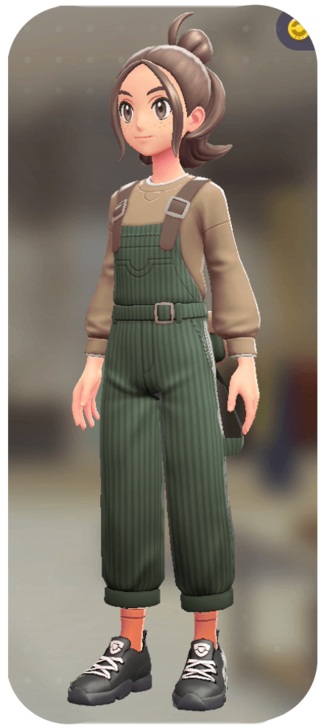 Pokemon Z-A - Overalls and Pullover Set Green Striples | Tan F