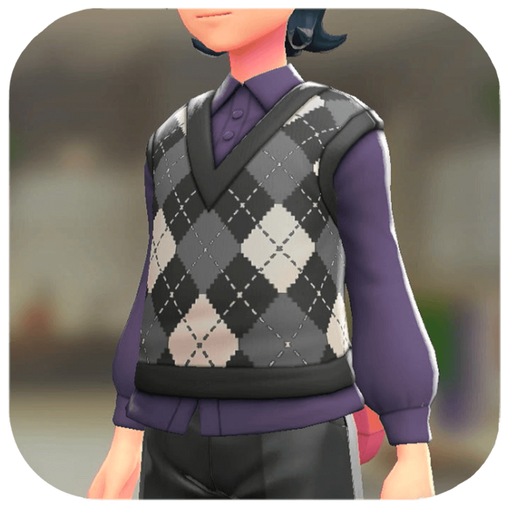 Pokemon Z-A - Sweater Vest and Blouse Set Argyle Black | Purple M