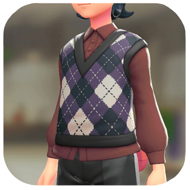 Pokemon Z-A - Sweater Vest and Blouse Set Argyle Purple | Maroon M