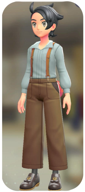 Pokemon Z-A - Suspender Pants Set Brown | Sky Gray M