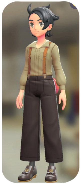 Pokemon Z-A - Suspender Pants Set Dark Brown | Beige M