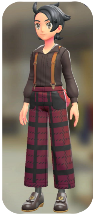 Pokemon Z-A - Suspender Pants Set BRAVELY Red | Dark Brown M