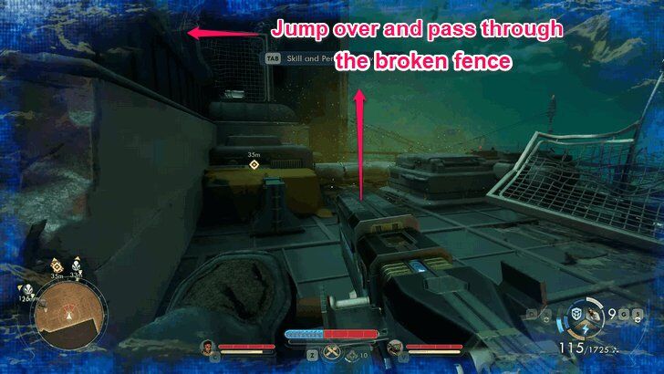 Jump over and pass through fence