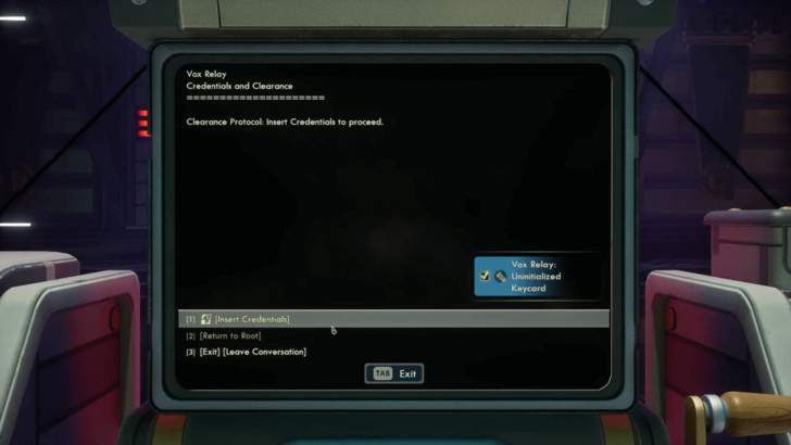 Insert Credentials Keycard