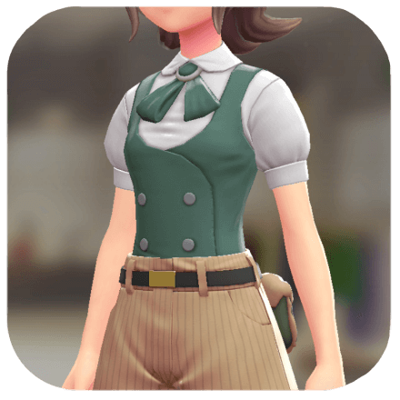 Pokemon Z-A - Vest and Ribbon Blouse Set Green | White / Green F