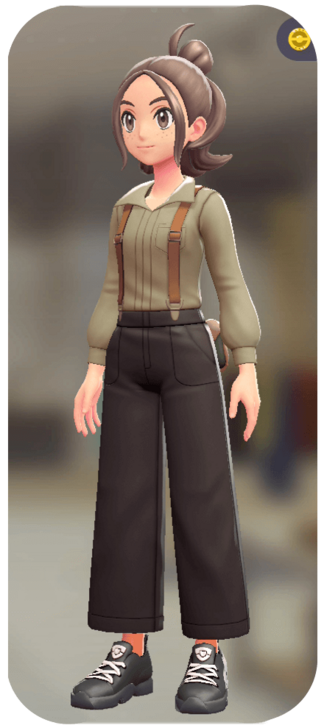 Pokemon Z-A - Suspender Pants Set Dark Brown | Beige F