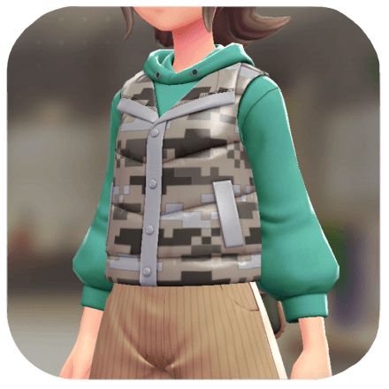 Pokemon Z-A - Puffer Vest and Hoodie Set Monochrome Mosaic | Emerald Green F