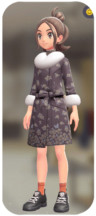 Pokemon Z-A - Fur Coat and Turtleneck Set Floral Brown | Beige F