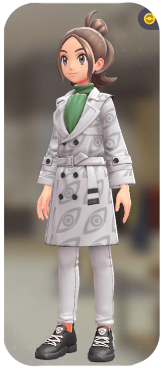 Pokemon Z-A - Trench Coat and Pants Set White Wise-Eyes | Green / White F
