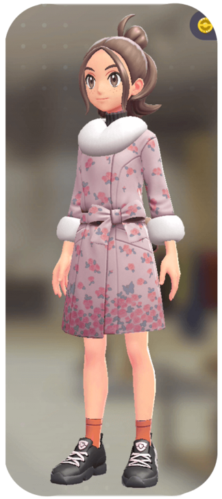 Pokemon Z-A - Fur Coat and Turtleneck Set Floral Pink | Pink-Brown F