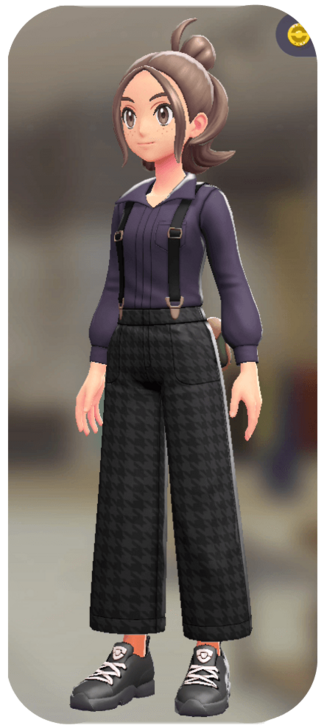 Pokemon Z-A - Suspender Pants Set Black Houndstooth | Violet F