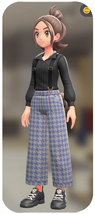 Pokemon Z-A - Suspender Pants Set Blue Houndstooth | Lamp Black F