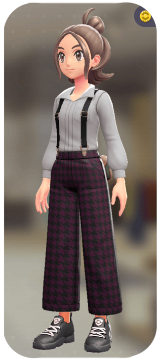 Pokemon Z-A - Suspender Pants Set Red Houndstooth | Moon Gray F