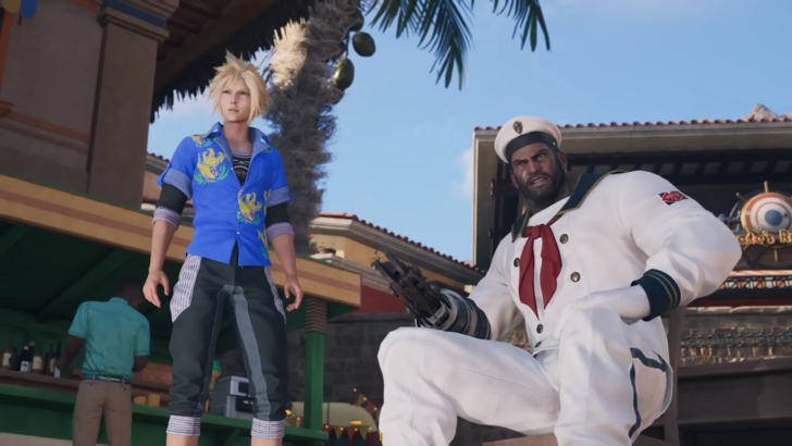 FF7 Rebirth Cloud and Barrett in Costa Del Sol