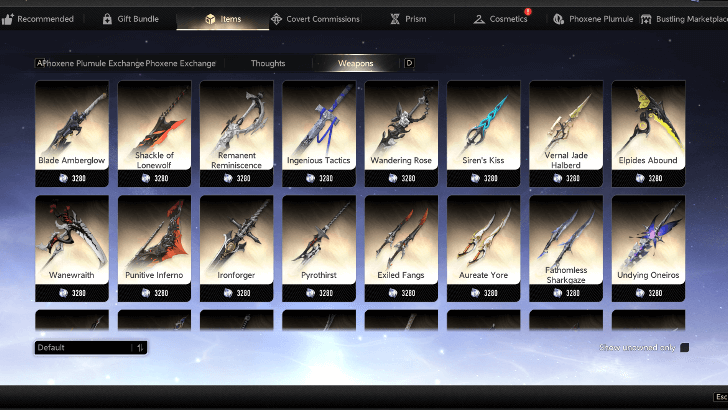 Items Shop for Weapons