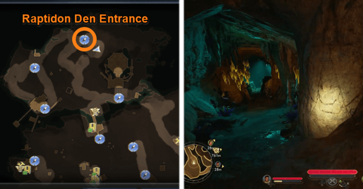 Raptidon Den Map Location