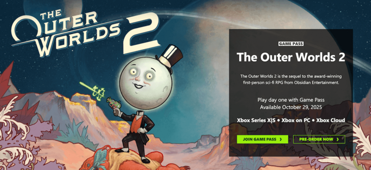 Outer Worlds 2 Game Pass Screen